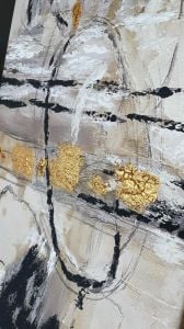 50x120cm İkili Yağlı Boya Dokulu Kabartmalı Tablo