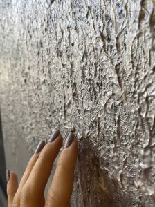 Yağlı Boya Dokulu Kabartmalı Gümüş Pudra İkili Tablo