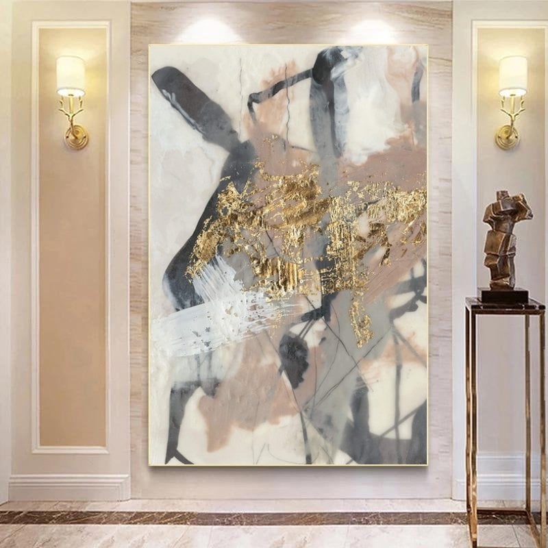 Kanvas Tuval Tablo Krem Ton Soyut Kod: S772-K