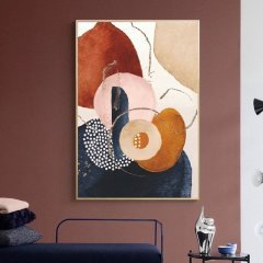 Kanvas Tuval Tablo Renkli Minimal Kod: TG100-K1 90x90cm Kanvas Tablo - Altın Metal Çerçeve-