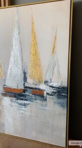 Yağlı Boya Dokulu Kabartmalı Yelken Tablo 90x120cm ÖZEL SİPARİŞ