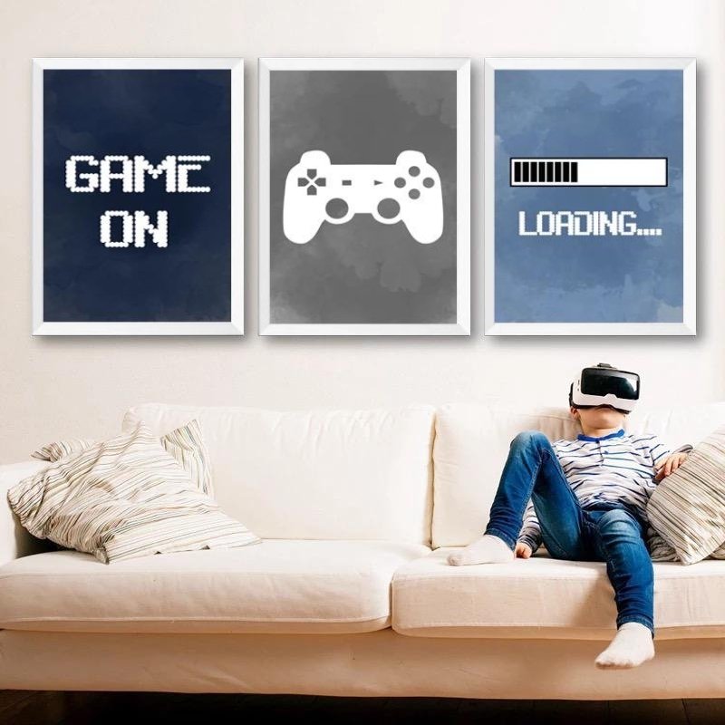 Çocuklara Özel 30x40cm Üçlü Kanvas Tablo Seti Gamer Kod: NSN102