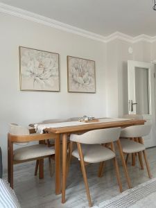 İkili Kanvas Tuval Tablo Krem Çiçekler Kod: EYL98