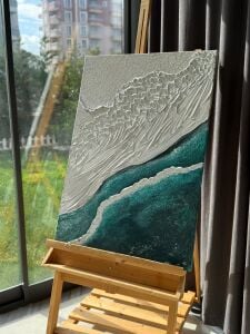 Yağlı Boya Dokulu Kabartmalı Okyanus Tablo