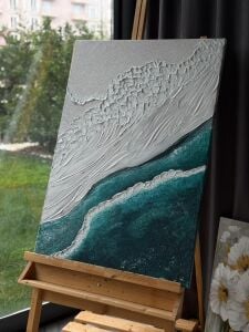 Yağlı Boya Dokulu Kabartmalı Okyanus Tablo