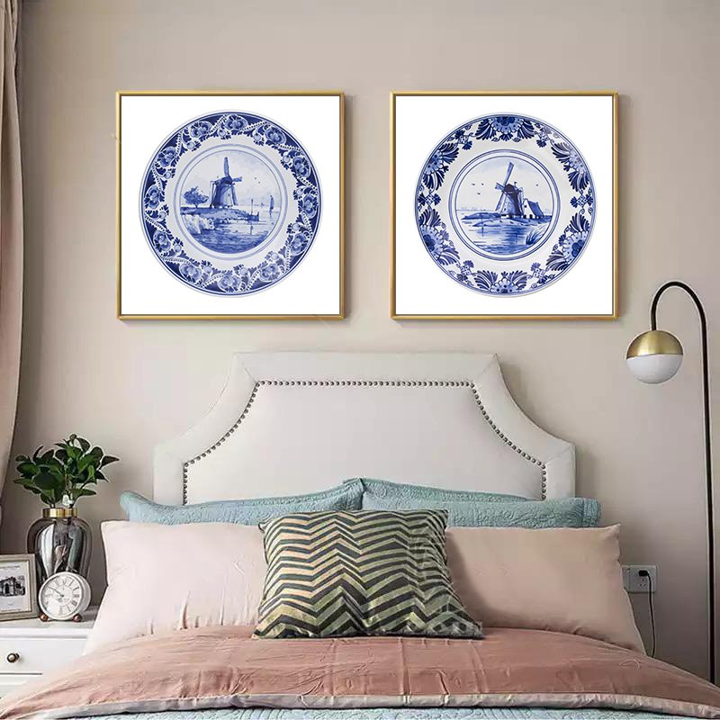 İkili Kanvas Tuval Tablo Blue Vintage Kod:  BL45-K