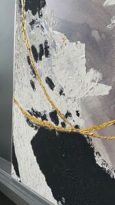 Yağlı Boya Dokulu Kabartmalı Gri Bej Soyut Tablo 80x90cm