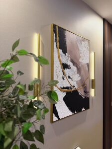 Yağlı Boya Dokulu Kabartmalı Gri Bej Soyut Tablo 80x90cm