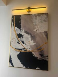 Yağlı Boya Dokulu Kabartmalı Gri Bej Soyut Tablo 80x90cm