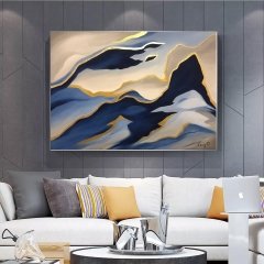 Kanvas Tuval Tablo Lacivert&Gold Soyut Kod: RR2014-K