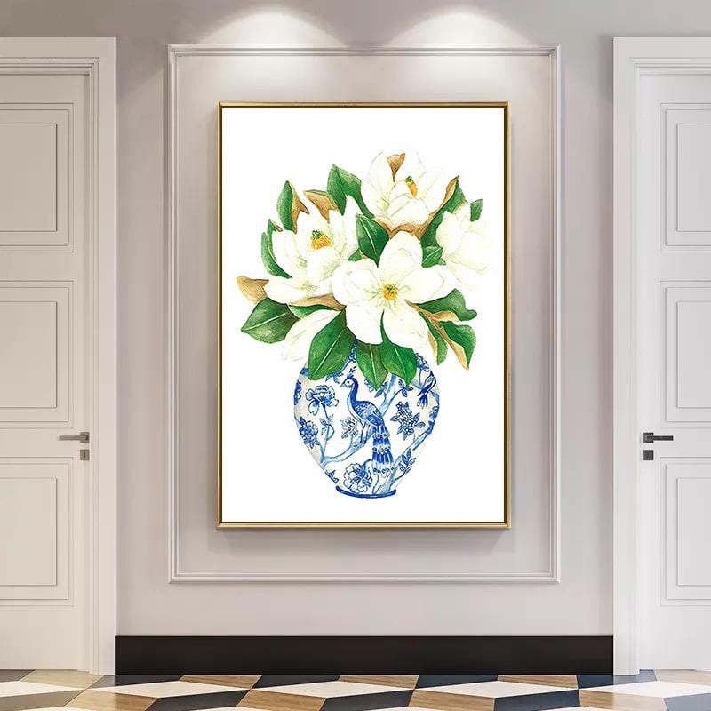 Kanvas Tuval Tablo Blue Blanc Flowers Kod: BL99-K