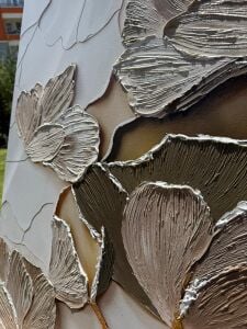 Yağlı Boya Dokulu Kabartmalı Sakin Çiçekler Tablo