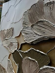 Yağlı Boya Dokulu Kabartmalı Sakin Çiçekler Tablo