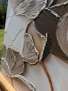 Yağlı Boya Dokulu Kabartmalı Sakin Çiçekler Tablo