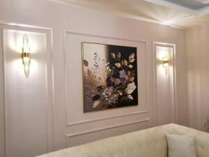Kanvas Tuval Tablo Gold Mor Çiçekler Kod: TLH10-K