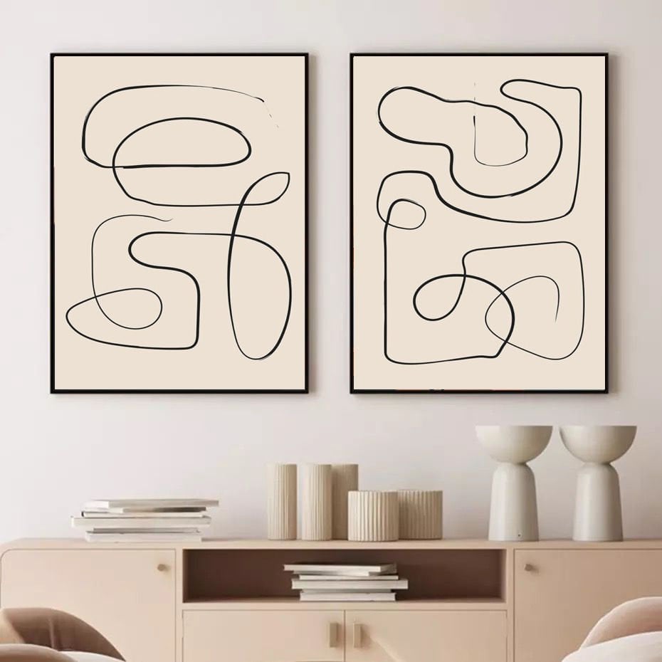 İkili Kanvas Tuval Tablo Abstract Line Kod: H29-K