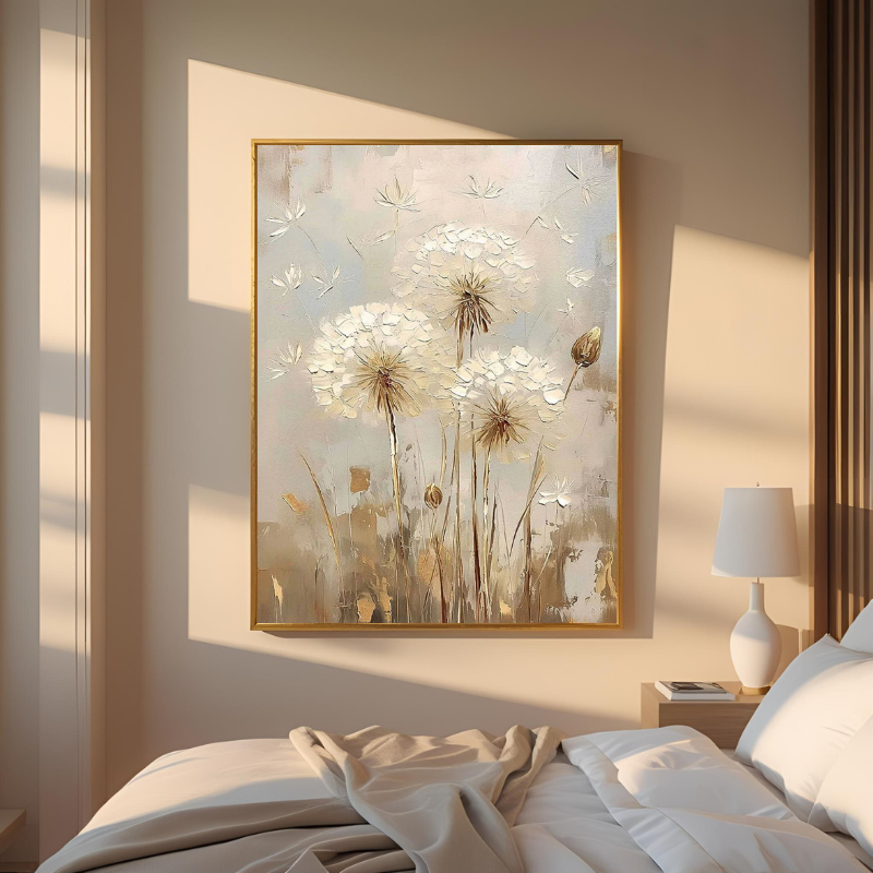 Yağlı Boya Dokulu Kabartmalı Karahindiba Tablo 70x100cm