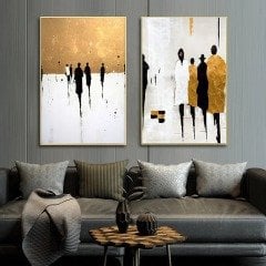 İkili Kanvas Tuval Tablo Human Silhouette Kod: TD100-K