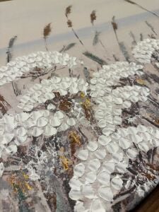 Yağlı Boya Dokulu Kabartmalı Karmaşık Çiçekler Tablo 70x100cm