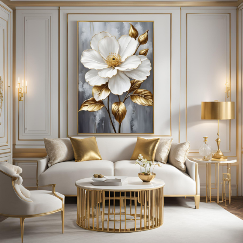 Kanvas Tuval Tablo Altınlı Çiçek Kod: EYL99