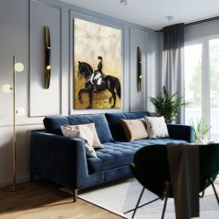 Kanvas Tablo Atlı Kadın Kod: Y825-K 90x90cm Kanvas Tablo - Altın Metal Çerçeve-