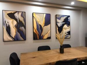 Üçlü Kanvas Tuval Tablo Seti Soyut Kod: K1299-3