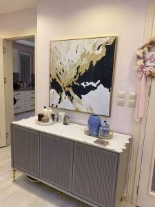 Yağlı Boya Dokulu Kabartmalı Petrol Mavisi Soyut Detaylar Tablo 70x100cm