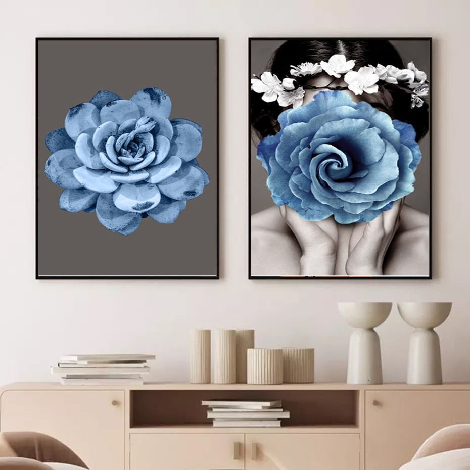 İkili Kanvas Tuval Tablo Flower Concept Kod: H108-K