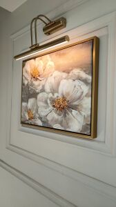 Kanvas Tuval Tablo Gold Tohumlu Beyaz Çiçekler Kod: k896-8