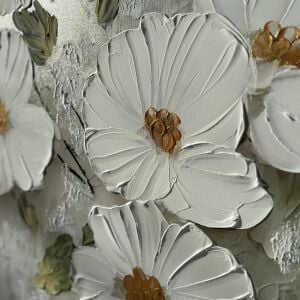 Yağlı Boya Dokulu Kabartmalı Yasemin Çiçekleri Tablo 70x120cm