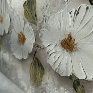 Yağlı Boya Dokulu Kabartmalı Yasemin Çiçekleri Tablo 70x120cm