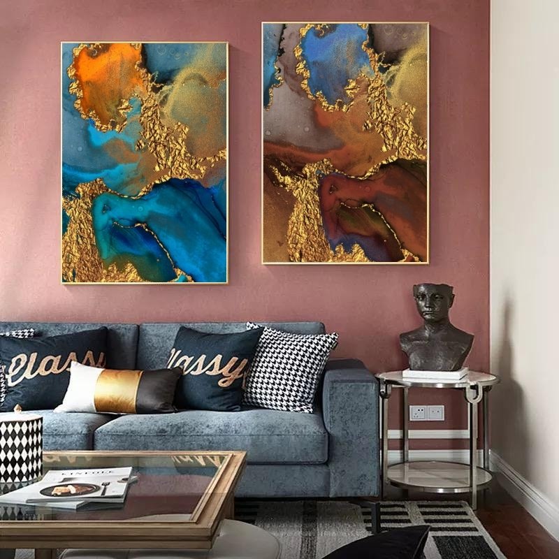 İkili Kanvas Tuval Tablo Gold Blended Kod: ZC133-K