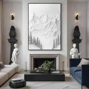 Yağlı Boya Dokulu Kabartmalı Dağ Manzarası Tablo