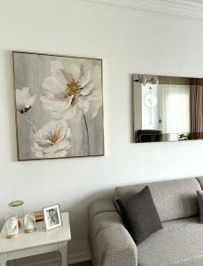 Kanvas Tuval Tablo Krem Pastel Çiçekler Kod: H51-K-1