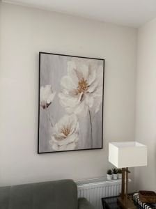 Kanvas Tuval Tablo Krem Pastel Çiçekler Kod: H51-K-1