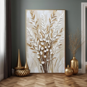 Yağlı Boya Dokulu Kabartmalı Soyut Buket Tablo 70x120cm