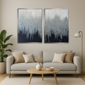 70x100cm Yağlı Boya Dokulu Kabartmalı İkili Kanvas Tuval Tablo Seti