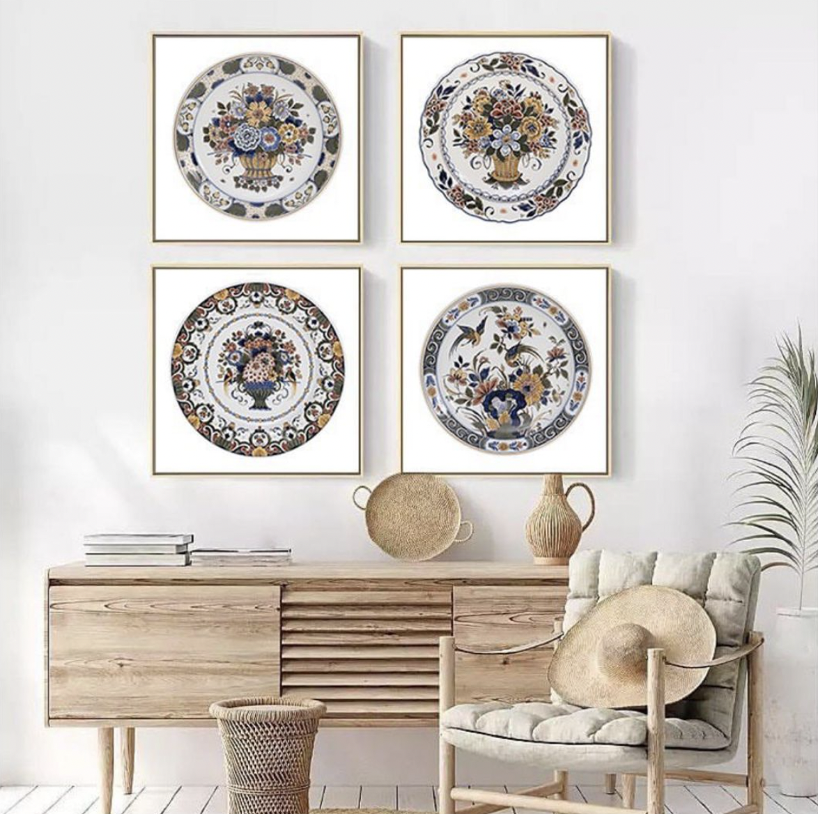 Dörtlü Bleu Blanc Kanvas Tuval Tablo Kod: BL183