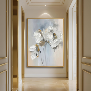 Yağlı Boya Dokulu Kabartmalı Soyut Çiçek Tablo