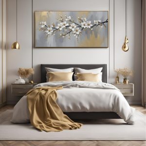 Yağlı Boya Dokulu Kabartmalı Manolya Ağacı Tablo 70x120cm