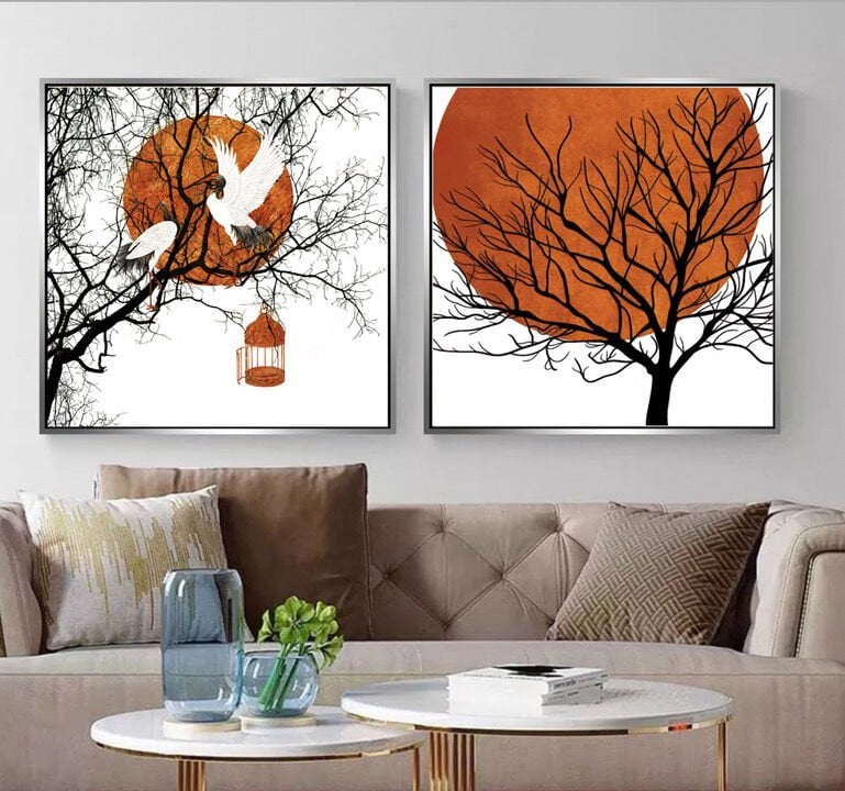 İkili Kanvas Tuval Tablo Bohem Ağaç TG108-K