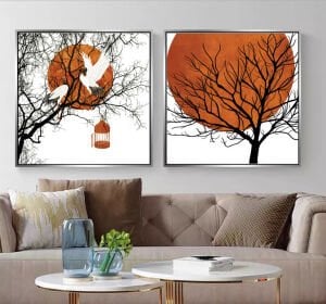 İkili Kanvas Tuval Tablo Bohem Ağaç TG108-K