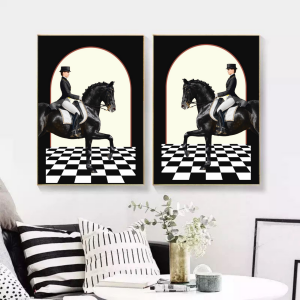 İkili Kanvas Tuval Tablo Royal Horses TLH4-K