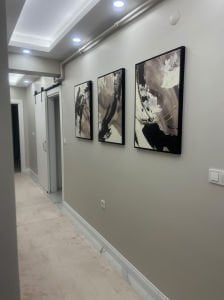 Üçlü Kanvas Tuval Tablo Seti Siyah Bej Soyut Kod: LK559-3-K