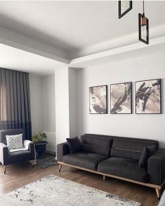 Üçlü Kanvas Tuval Tablo Seti Siyah Bej Soyut Kod: LK559-3-K