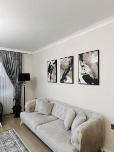 Üçlü Kanvas Tuval Tablo Seti Siyah Bej Soyut Kod: LK559-3-K