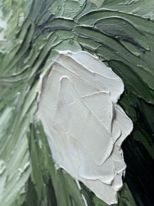 Yağlı Boya Dokulu Kabartmalı Yeşil Tonlu Soyut Tablo