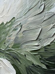 Yağlı Boya Dokulu Kabartmalı Yeşil Tonlu Soyut Tablo