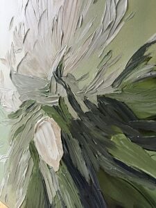 Yağlı Boya Dokulu Kabartmalı Yeşil Tonlu Soyut Tablo