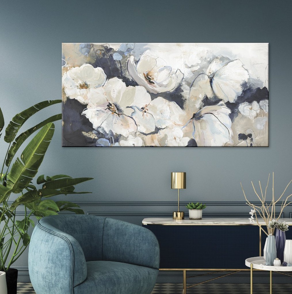 Kanvas Tablo Flower Varity K897 90x90cm Kanvas Tablo - Altın Metal Çerçeve-